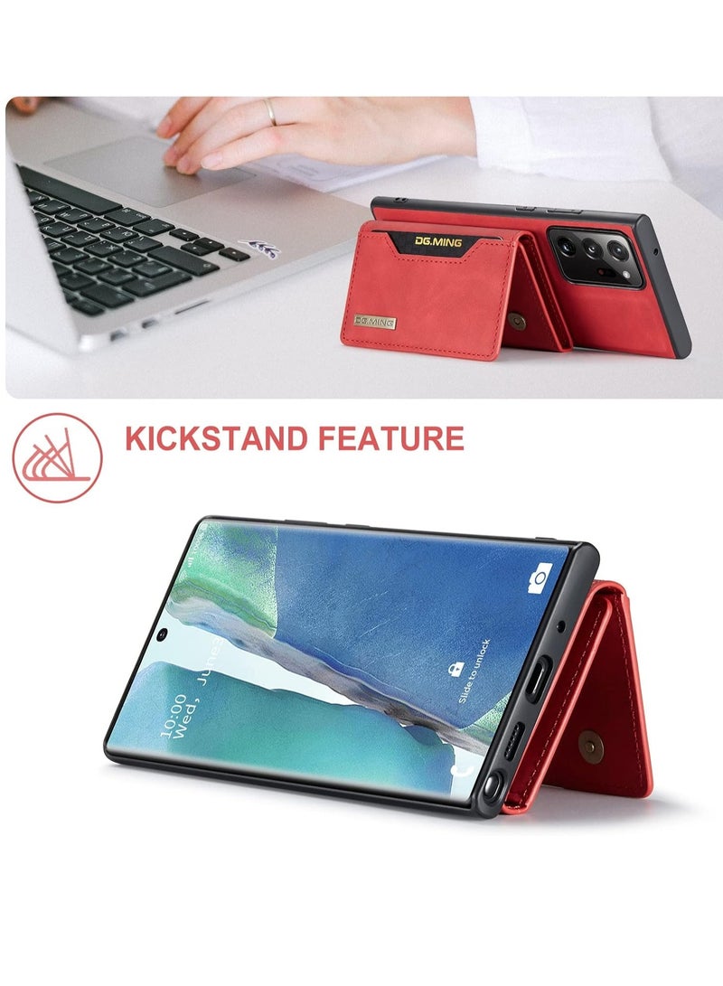 DGMING Wallet Case for Samsung Galaxy Note 20 Ultra, DG.MING Premium Leather Phone Case Back Cover Magnetic Detachable with Trifold Wallet Card Holder Pocket (Red)  - Image 5