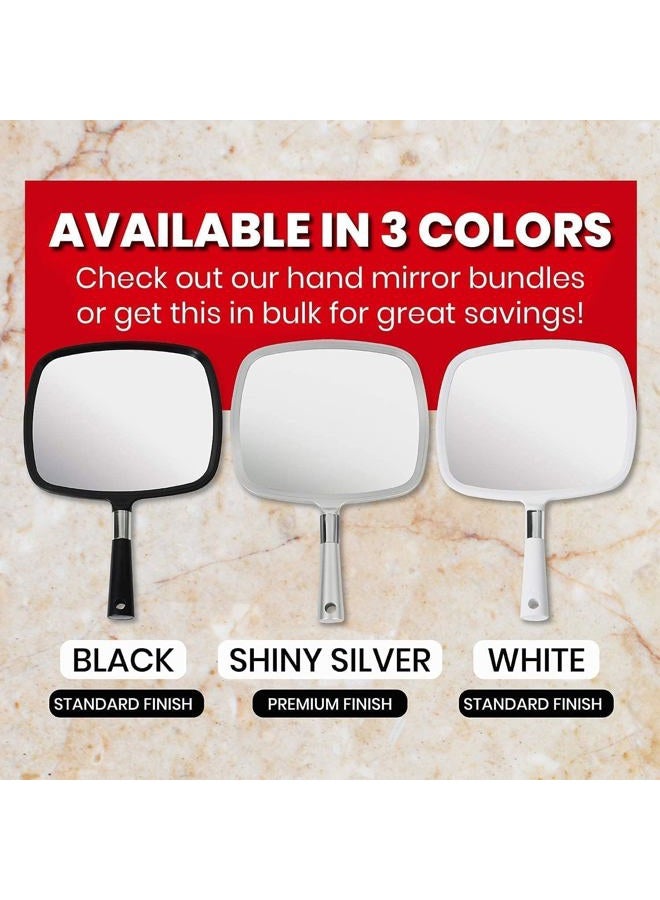 Mirrorvana Large & Comfy Hand Held Mirror with Handle - Big Handheld Mirror for Barber Shops, Hairdressing, Dental Offices, Home Self Hair Cutting and Make Up Application, Premium Silver - Image 5