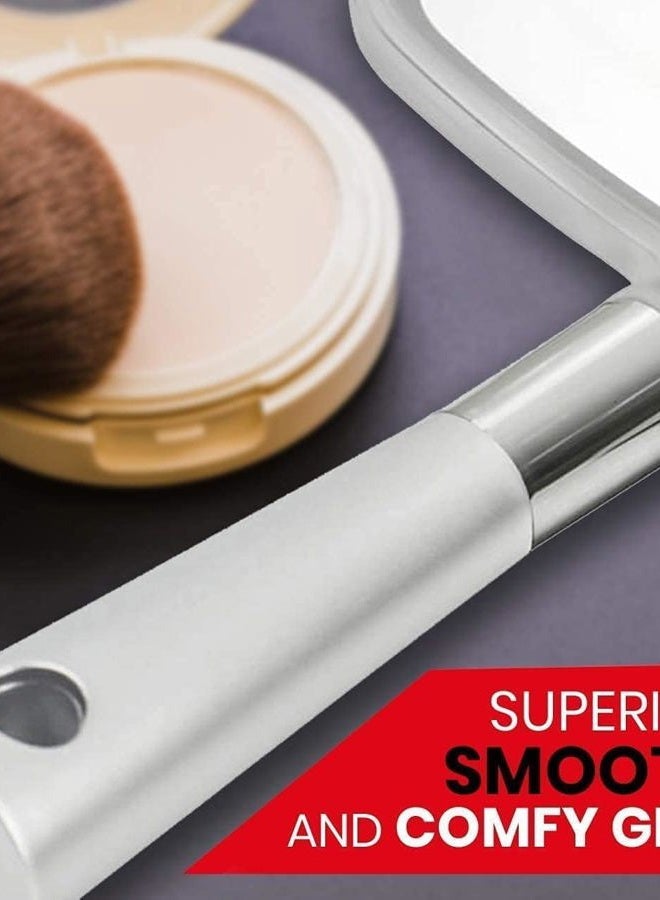 Mirrorvana Large & Comfy Hand Held Mirror with Handle - Big Handheld Mirror for Barber Shops, Hairdressing, Dental Offices, Home Self Hair Cutting and Make Up Application, Premium Silver - Image 3