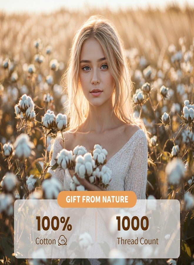 LBRO2M طقم ملاءات LBRO2M قطن 100%، جيب عميق يصل إلى 18-24 بوصة، 1000 خيط، مقاس كوين، 4 قطع، ملاءات سرير ناعمة ومريحة لجميع الفصول (كوين، أبيض) - Image 5