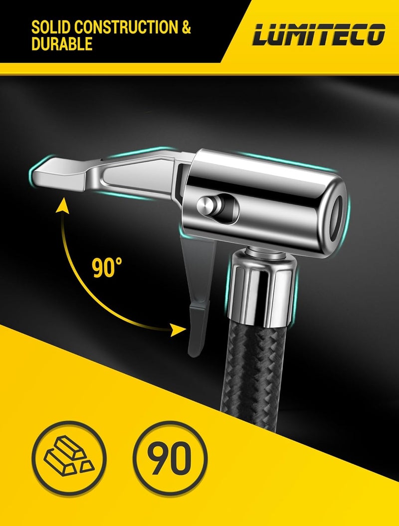 LUMITECO Quick Connect Tire Chuck Hose, Tire Valve Extension Tube w/Presta Valve & Air Pump Ball Needle Set, Air Inflator Pump Hose with Air Chuck Adapter for Portable Air Compressor - Image 3