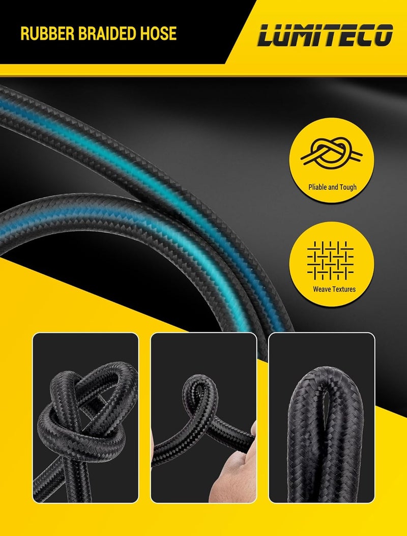 LUMITECO Quick Connect Tire Chuck Hose, Tire Valve Extension Tube w/Presta Valve & Air Pump Ball Needle Set, Air Inflator Pump Hose with Air Chuck Adapter for Portable Air Compressor - Image 4