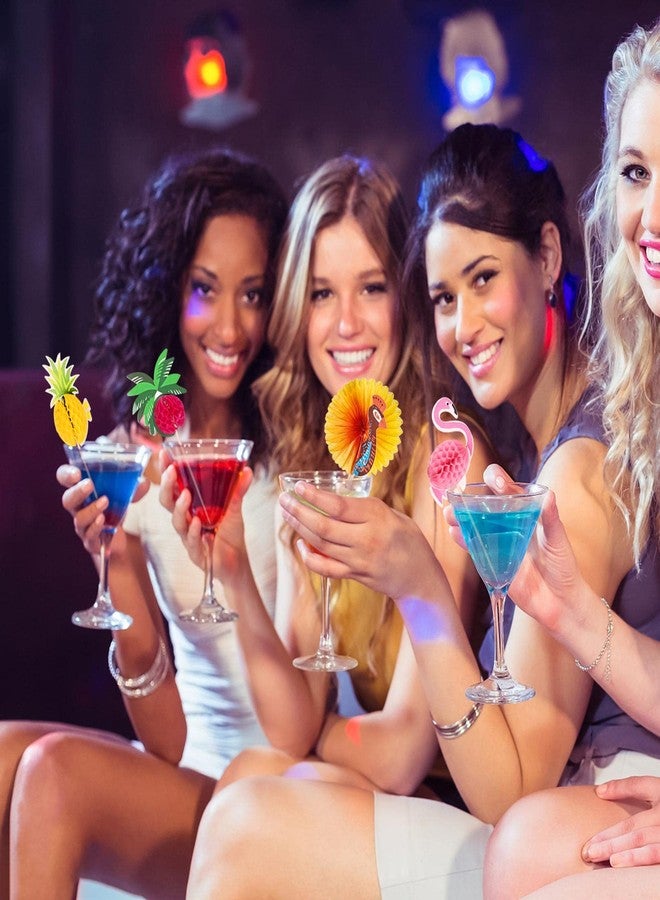 ايه سي ديزاين 200 قطعة من أعواد الكوكتيل، أعواد فواكه هاواي بطول 4.7 بوصة، أعواد خيزران بنمط استوائي، أعواد على شكل فلامنجو وأناناس ونخيل، لوازم حفلات أعياد الميلاد الصيفية على الشاطئ (متنوعة) - Image 3