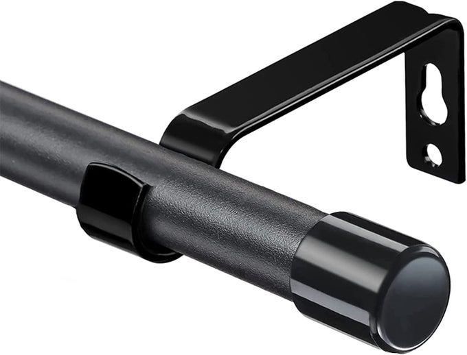 CURTAIN POLES WITH BLACK FINIALS 76 TO 198 CM FROSTED BLACK CURTAIN POLE WITH BRACKETS FITTINGS SET WINDOW POLES FOR LIVING ROOM OUTDOOR