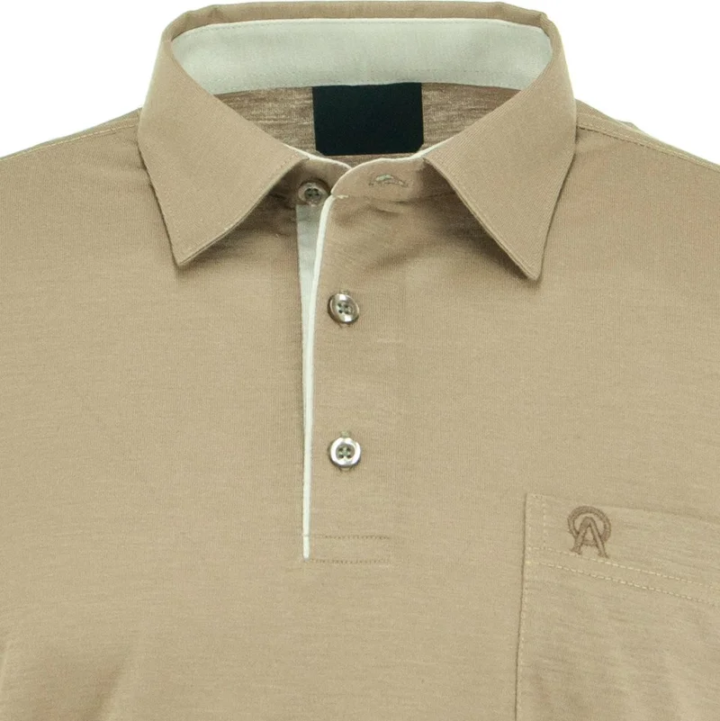اوبلاند Men's Pocket Short Sleeve Solid Color Normal Cut Cotton Fabric Shirt Collar T-Shirt