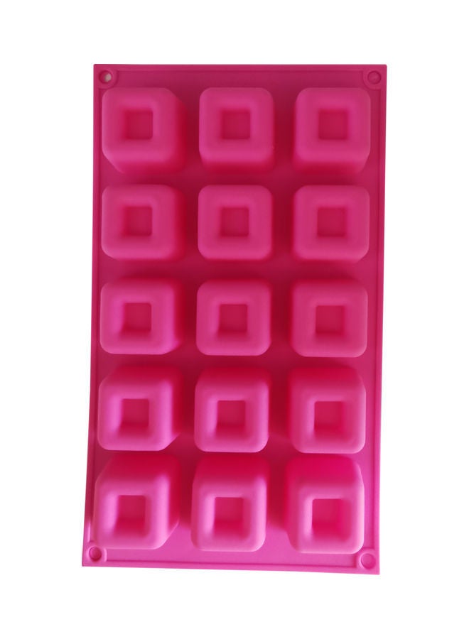 NIBEMINENT 15 Cavity Squared Sphere Shape Silicone Cake Mold Pink 29x17cm - Image 1