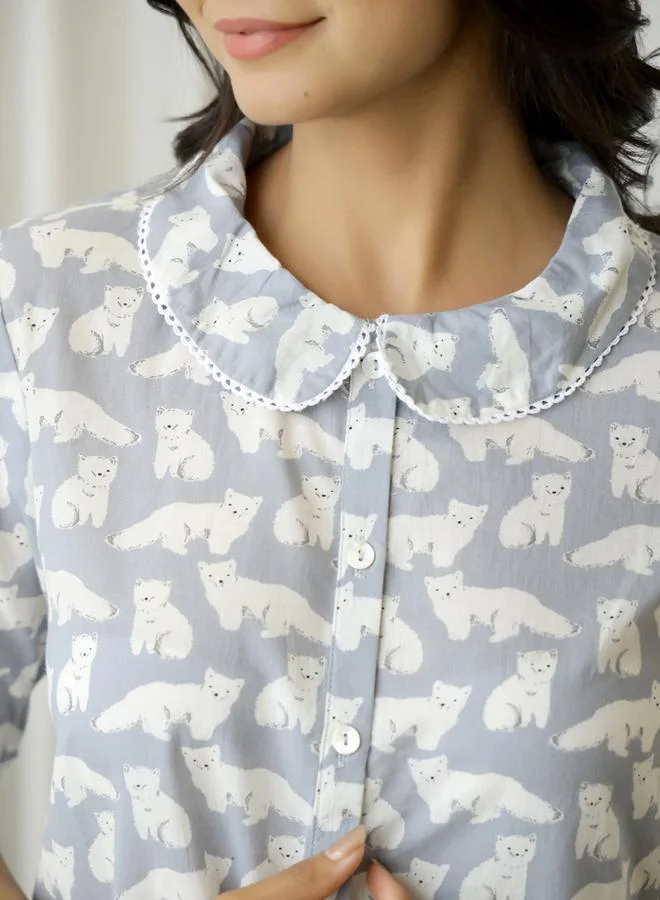 sanskrutihomes sanskrutihomes Pure Cotton Printed Short Sleeve Shirt and Shorts Pyjama Set