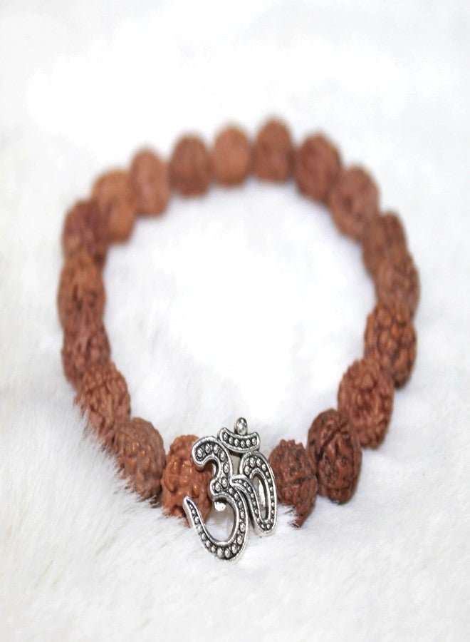 GRI9 Om Rudraksha Bracelet For Men & Women With Lord Shiva Om Mahakal Mahadev Elastic Stretchable Rudraksha Bracelet (Om 1) - Image 4