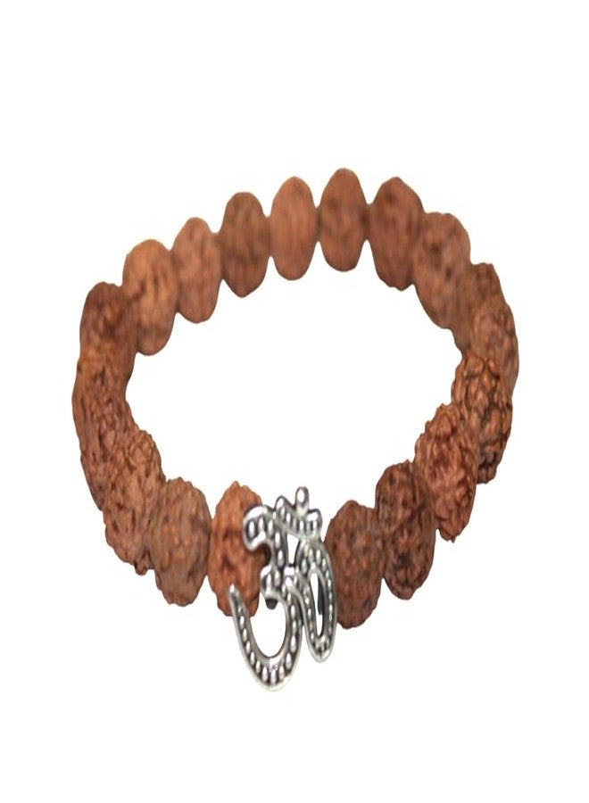GRI9 Om Rudraksha Bracelet For Men & Women With Lord Shiva Om Mahakal Mahadev Elastic Stretchable Rudraksha Bracelet (Om 1) - Image 2