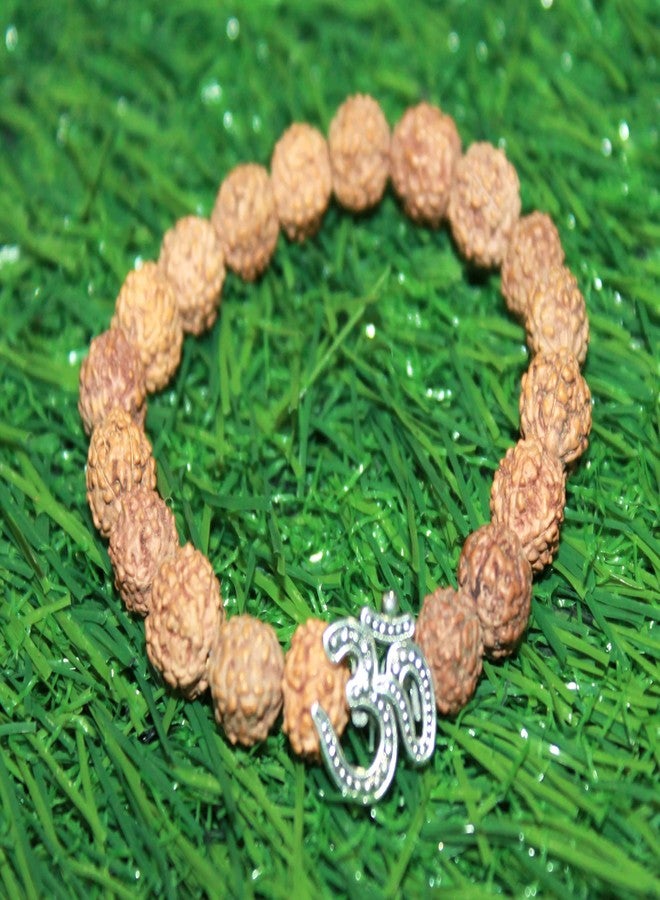 GRI9 Om Rudraksha Bracelet For Men & Women With Lord Shiva Om Mahakal Mahadev Elastic Stretchable Rudraksha Bracelet (Om 1) - Image 3