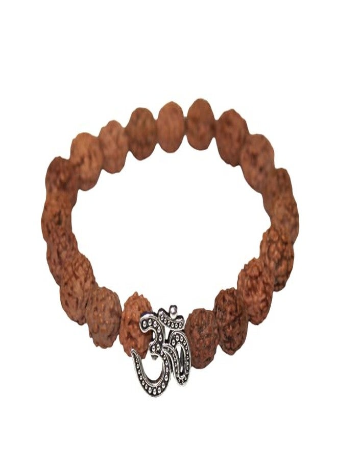 GRI9 Om Rudraksha Bracelet For Men & Women With Lord Shiva Om Mahakal Mahadev Elastic Stretchable Rudraksha Bracelet (Om 1) - Image 1