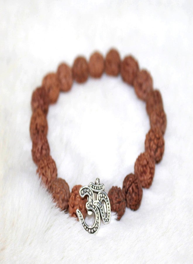 GRI9 Om Rudraksha Bracelet For Men & Women With Lord Shiva Om Mahakal Mahadev Elastic Stretchable Rudraksha Bracelet (Om 1) - Image 5
