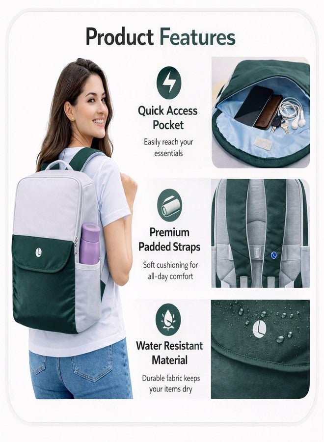 Lify 17L Backpack for Men & Women | Water-Resistant, Lightweight Daypack | Laptop Backpack with Trolley Sleeve, Quick Access Pocket & Bottle Holder | (16.2 Inch) (Emerald Forest & Satin Steel) - Image 3