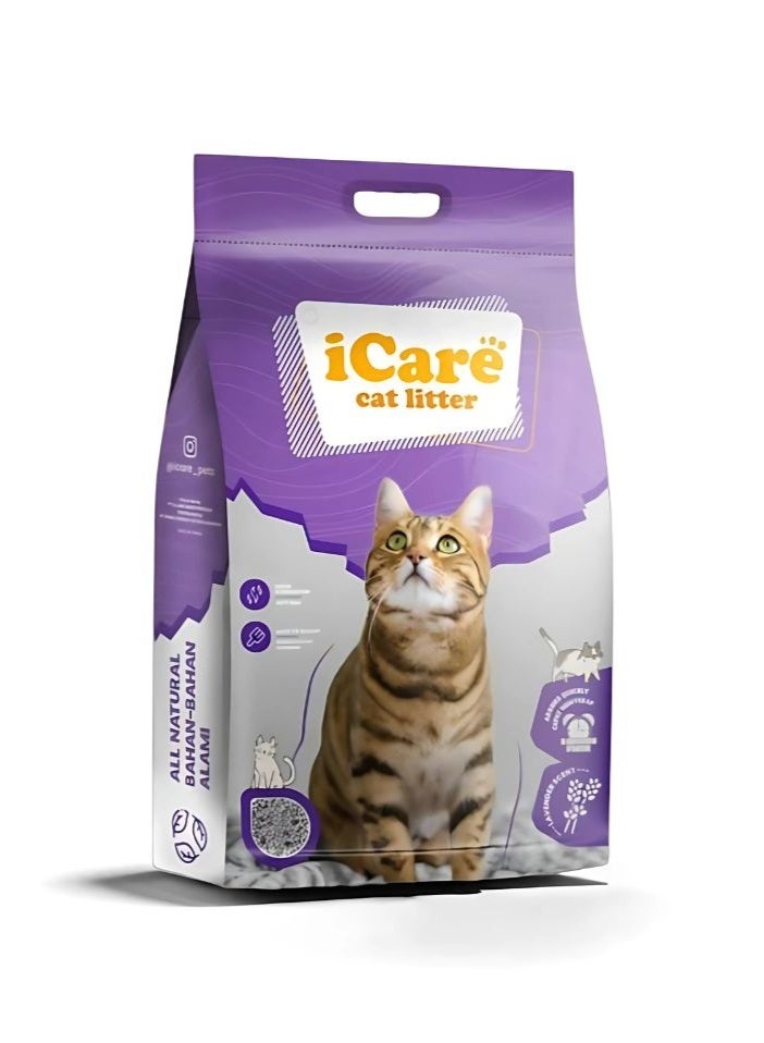 iCare Bentonite Cat Litter – Natural, Safe & Odor-Free [ Lavender, 5L ) - Image 1