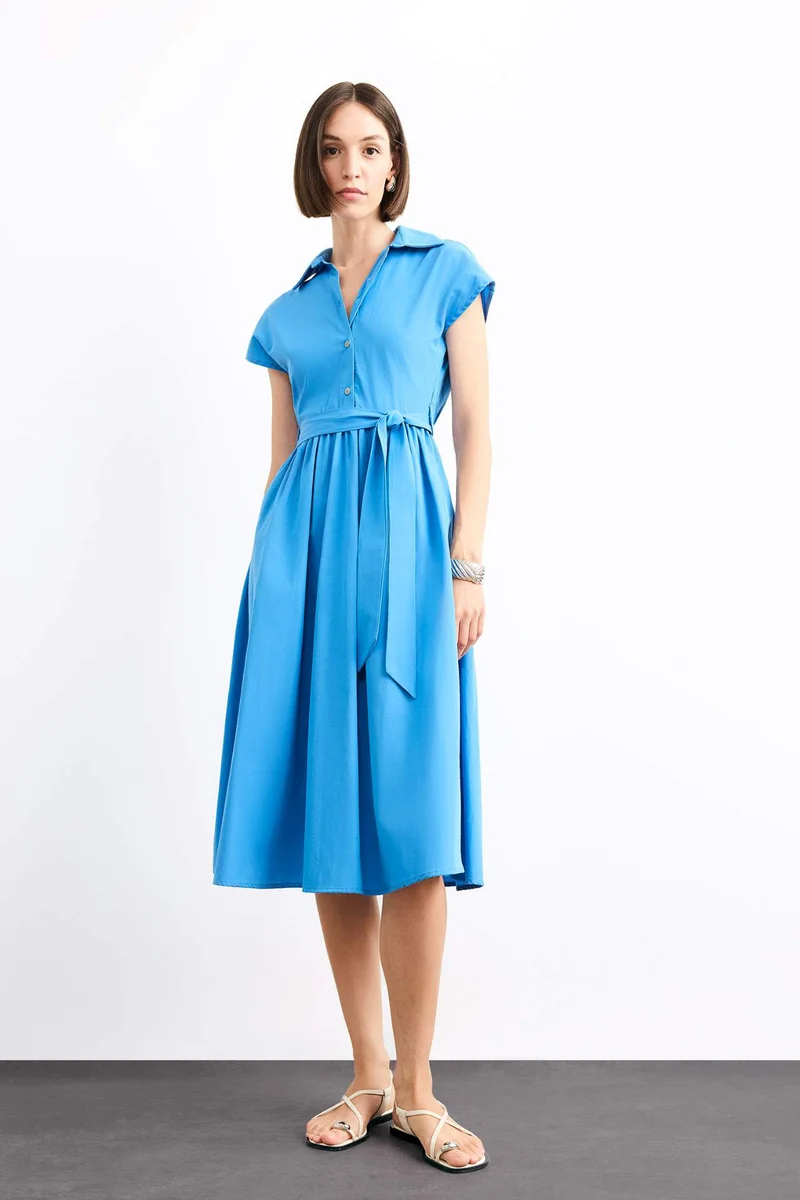 DeFacto Terry Cotton Short Sleeve Long Length Dress