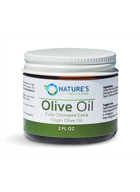 Fully Ozonated 100% Organic Cold Pressed Extra Virgin Olive Oil. Holistic, Homeopathic, Natural, Dental, Skin, Hair - 2 Oz - * Glass Jar *