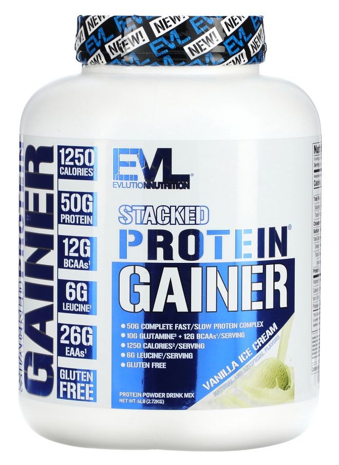 EVLUTION NUTRITION Stacked Protein Gainer Vanilla Ice Cream 6 lbs (2.72 kg) 