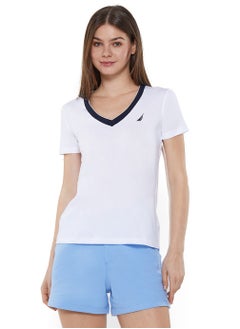 NAUTICA Regular Fit Cotton Blend Logo V-Neck T-shirt  - Image 1