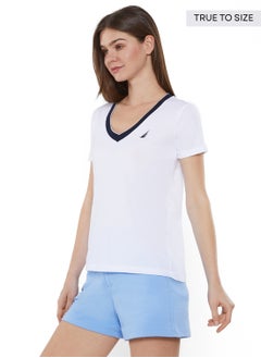 NAUTICA Regular Fit Cotton Blend Logo V-Neck T-shirt  - Image 2