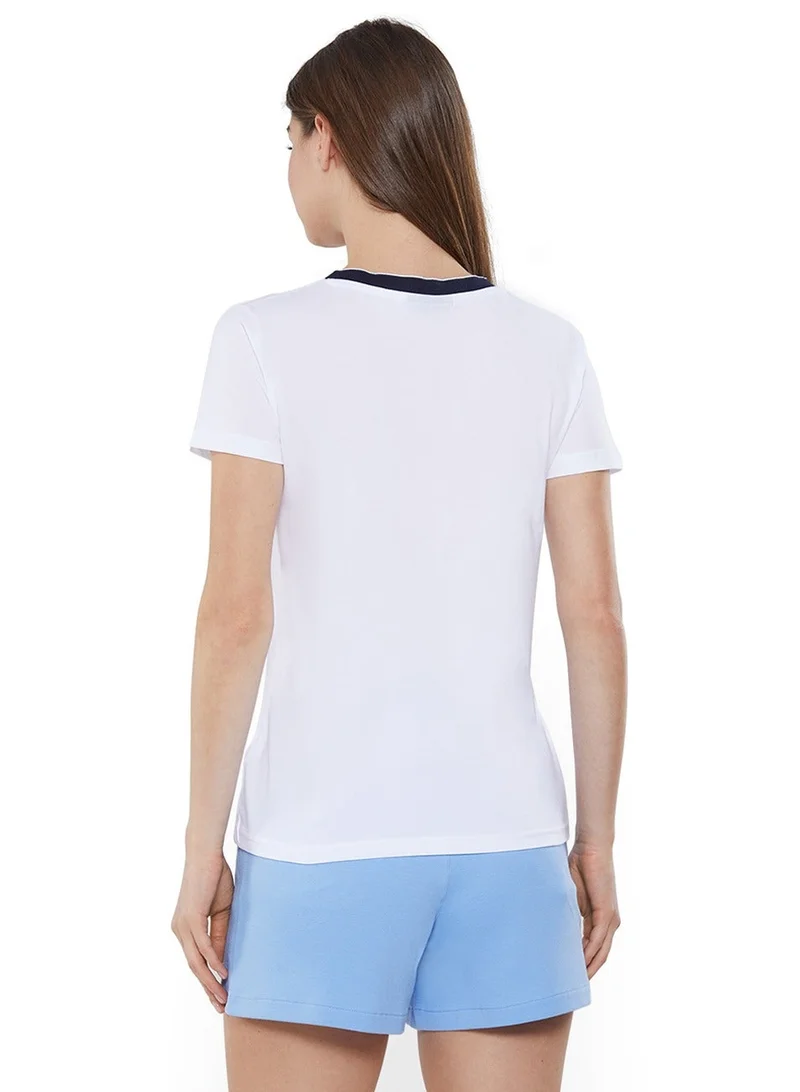 NAUTICA  Regular Fit Cotton Blend Logo V-Neck T-shirt for Women | Best Price UAE