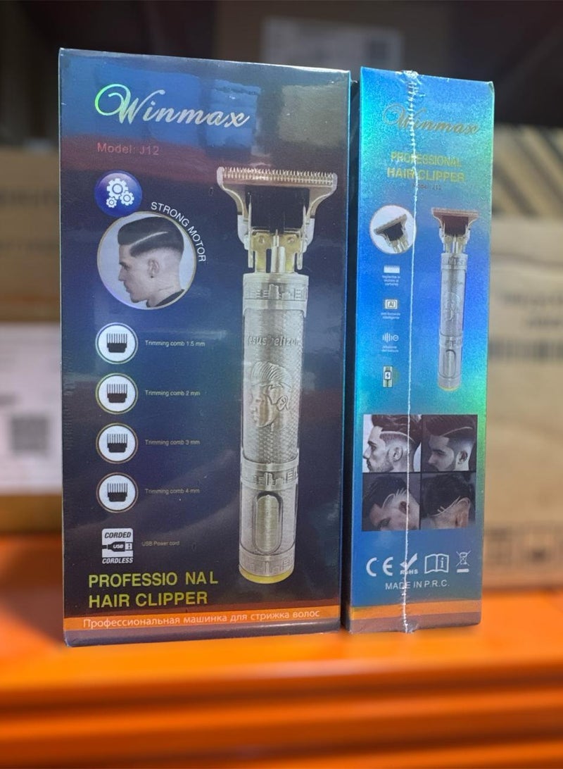 Winmax Professional Electric Hair Clipper with Blade Men's Hair Trimmer J12 gold - Image 1
