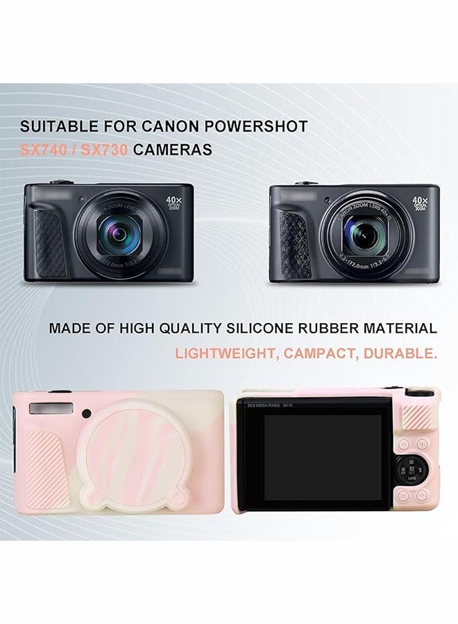 Unewshi Case for Canon PowerShot SX740 HS Camera, Soft Silicone Case, SX740/SX730 HS Accessories with Detachable Lens Cap Rubber Band Tempered Glass Screen Protector  - Image 2