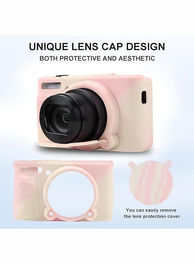 Unewshi Case for Canon PowerShot SX740 HS Camera, Soft Silicone Case, SX740/SX730 HS Accessories with Detachable Lens Cap Rubber Band Tempered Glass Screen Protector  - Image 3