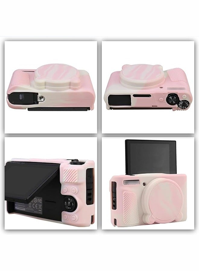 Unewshi Case for Canon PowerShot SX740 HS Camera, Soft Silicone Case, SX740/SX730 HS Accessories with Detachable Lens Cap Rubber Band Tempered Glass Screen Protector  - Image 4