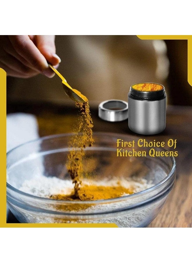 VISAXMI Stainless Steel Masala Dabba 200 ml |Spice Container| Masala Dabba for Kitchen |Masala Dani | Masala Steel Dabba | Masala Box (7Pc Jars, 7Pc Spoons, 1Pc Stand) - Image 4