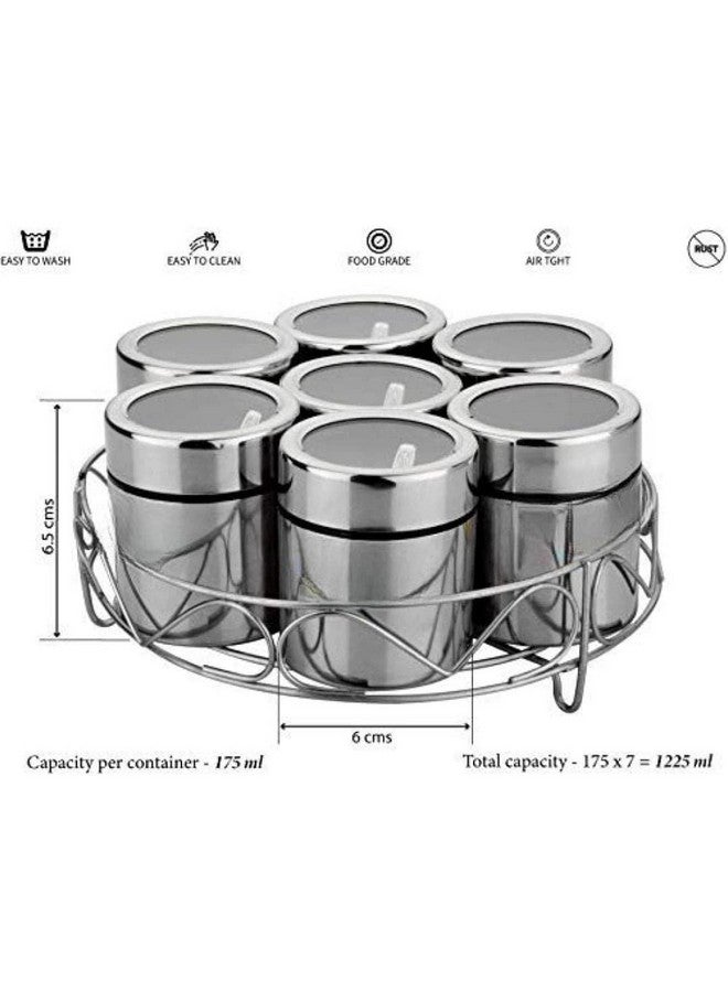 VISAXMI Stainless Steel Masala Dabba 200 ml |Spice Container| Masala Dabba for Kitchen |Masala Dani | Masala Steel Dabba | Masala Box (7Pc Jars, 7Pc Spoons, 1Pc Stand) - Image 2