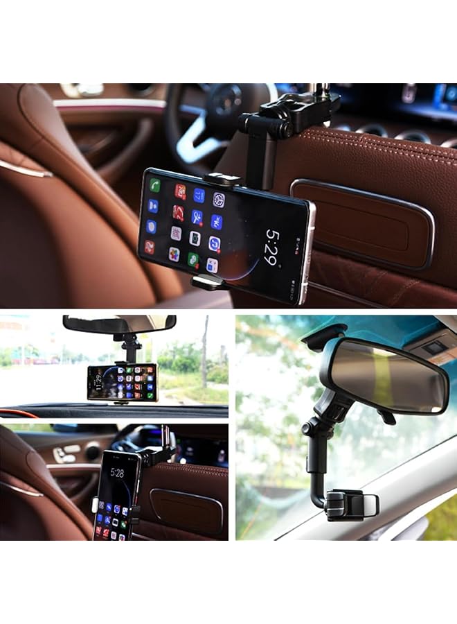KASTWAVE Rear View Mirror Phone Holder, 360°Rotatable & Retractable, Abs Multi-Functional Adjustable Cellphone Holder, Universal Car Phone Holder For All Smartphones, Multifunctional Car Clip For Iphone - Image 2