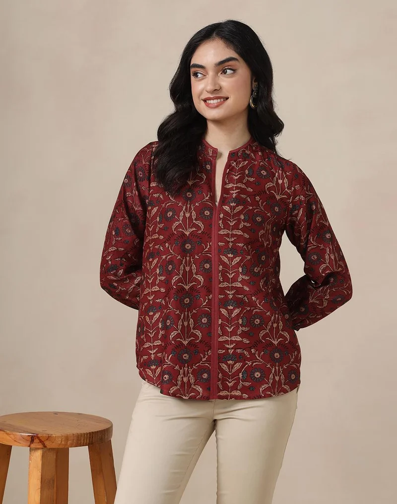 Red Cotton Silk Tunic
