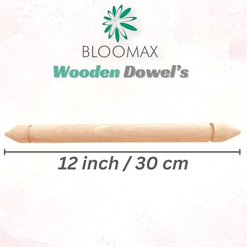 BLOOMAX® 12 Pcs Wooden Scroll Rods with Decorative Ends | 12 inch × 20mm Natural Hardwood Dowels | DIY Wedding, Birthday, Party Invitation & Craft Supplies - Image 2