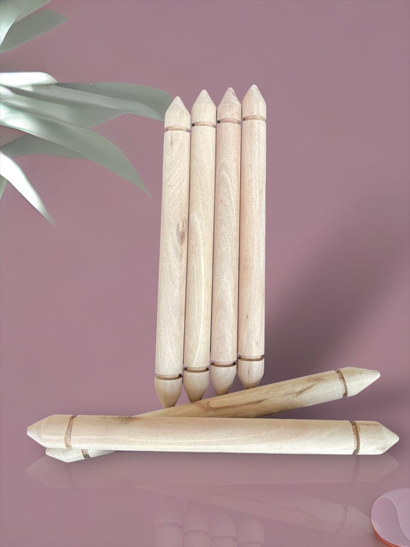 BLOOMAX® 12 Pcs Wooden Scroll Rods with Decorative Ends | 12 inch × 20mm Natural Hardwood Dowels | DIY Wedding, Birthday, Party Invitation & Craft Supplies - Image 1
