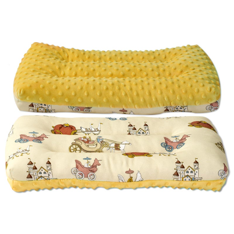 Reidio 1Pcs Toddler Pillow Double Sided Breathable Soft Cotton & Minky Dot Fabric Kids Pillow Cute Small Pillow Machine Washable (Yellow) - Image 1