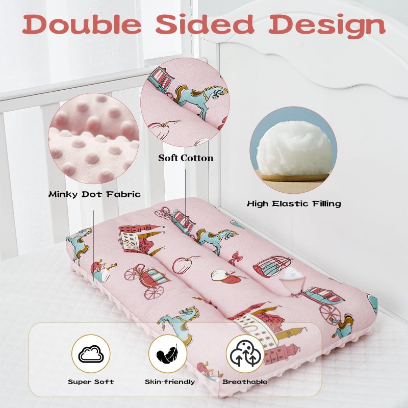 Reidio 1Pcs Toddler Pillow Double Sided Breathable Soft Cotton & Minky Dot Fabric Kids Pillow Cute Small Pillow Machine Washable (Yellow) - Image 4