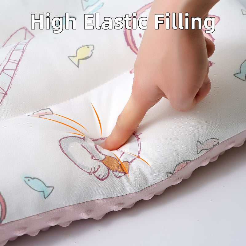 Reidio 1Pcs Toddler Pillow Double Sided Breathable Soft Cotton & Minky Dot Fabric Kids Pillow Cute Small Pillow Machine Washable (Yellow) - Image 5