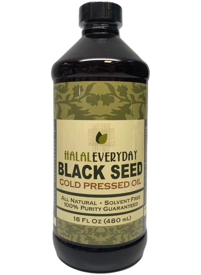 HalalEveryDay Pure Black Seed Oil - 16 Oz - 100% Pure And Cold Pressed Black Seed - Non-Gmo And Vegan - Nigella Sativa  - Image 1