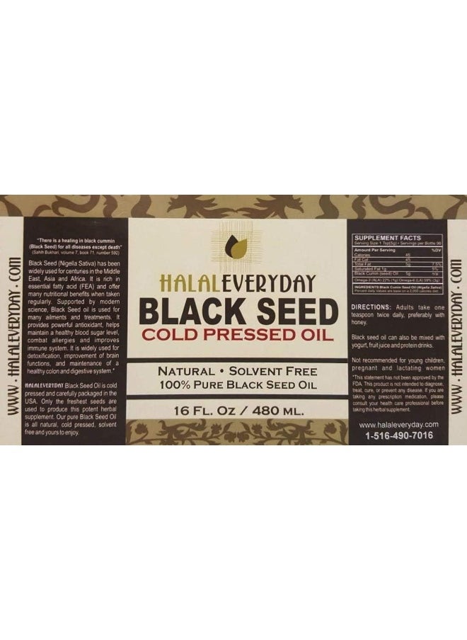 HalalEveryDay Pure Black Seed Oil - 16 Oz - 100% Pure And Cold Pressed Black Seed - Non-Gmo And Vegan - Nigella Sativa  - Image 5