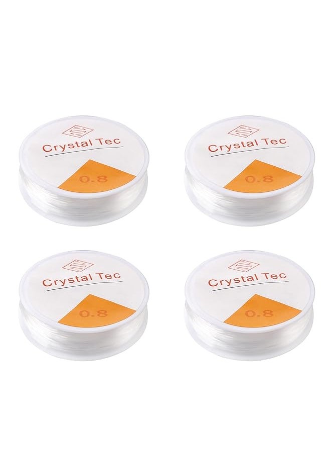 0.8Mm Crystal String Stretch Line 4 Pcs Clear Stretch String Bracelet Elastic Beaded String Elastic Cord For Diy Jewelery Making Necklace Bracelet Beading Thread