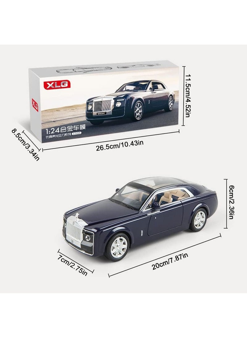 Swift 1:24 Rolls-Royce Sweptail Toy Car Alloy Diecast Collectible Model Car for Kids Gift, Pull Back Toy Car with Sound and Light, Classic Double Door, Car Logo Can be Folded,  Navy Blue  - Image 2