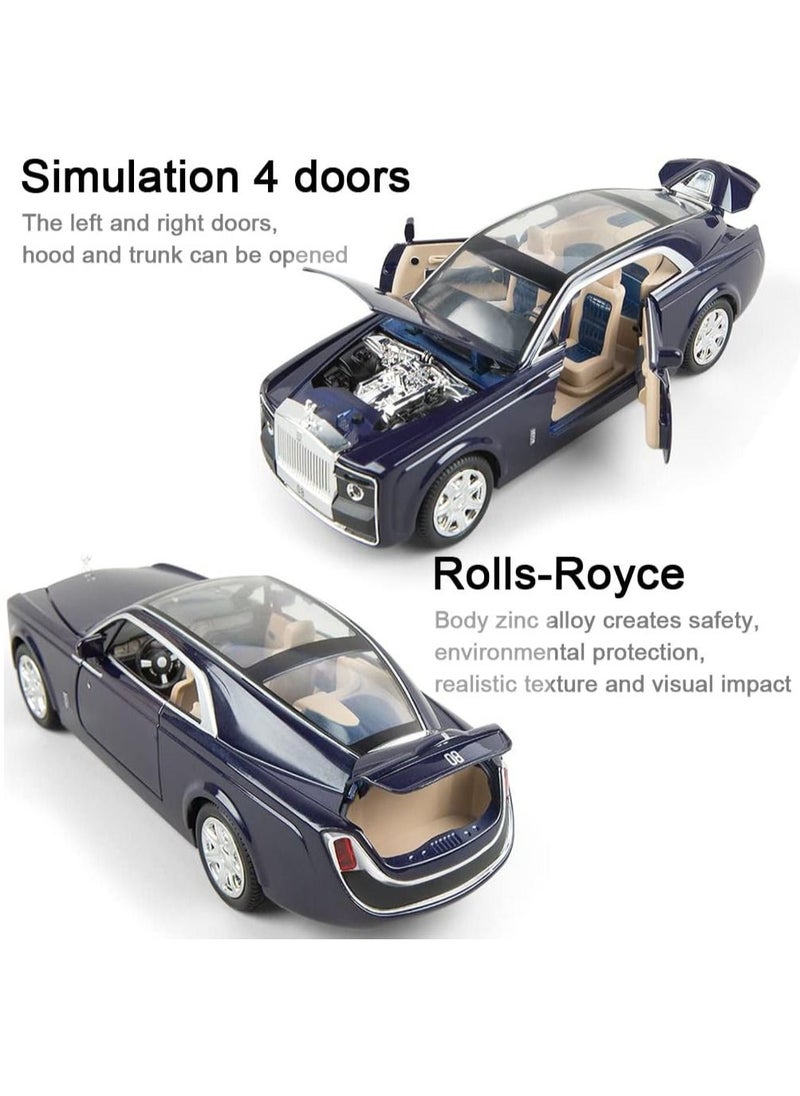 Swift 1:24 Rolls-Royce Sweptail Toy Car Alloy Diecast Collectible Model Car for Kids Gift, Pull Back Toy Car with Sound and Light, Classic Double Door, Car Logo Can be Folded,  Navy Blue  - Image 5