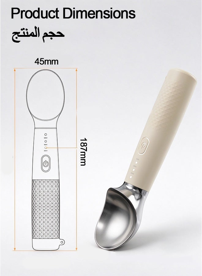BaytNoor-Electric Heated Ice Cream Scoop - Rechargeable USB-C Scooper with 3 Temperature Settings (120°F/140°F/160°F) & LED Display. Ergonomic Handle, Water Resistant & Easy to Clean - Image 2