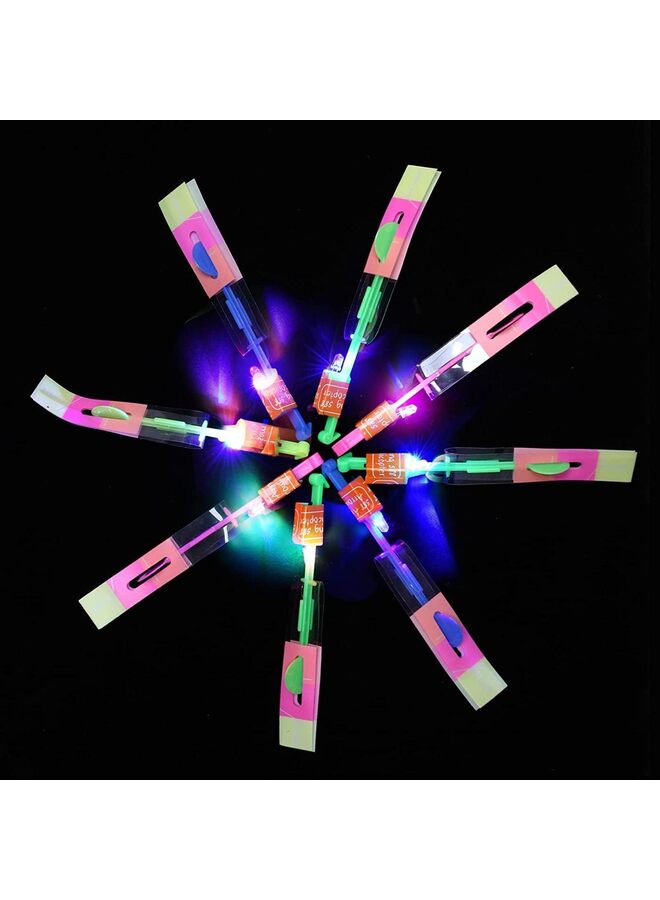 25Pcs LED Flying set, 25 Slingshot+25 Glow Helicopter, Flying Toy Outdoor Toys Glow in the Dark Party Supplies Party Favors for Age 8-12,4-8 - Image 1