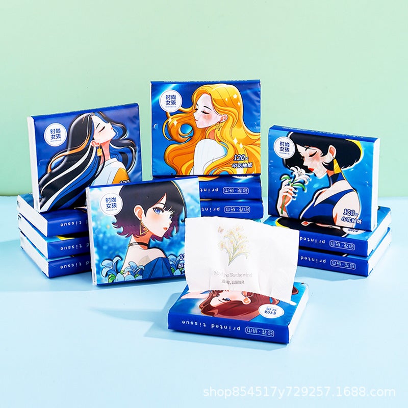 30 Pack Portable Printed Paper Towels Raw Wood Pulp Wet Water Drawable Paper Students Children Flexible Cartoon Artistic Facial Tissue - Image 1