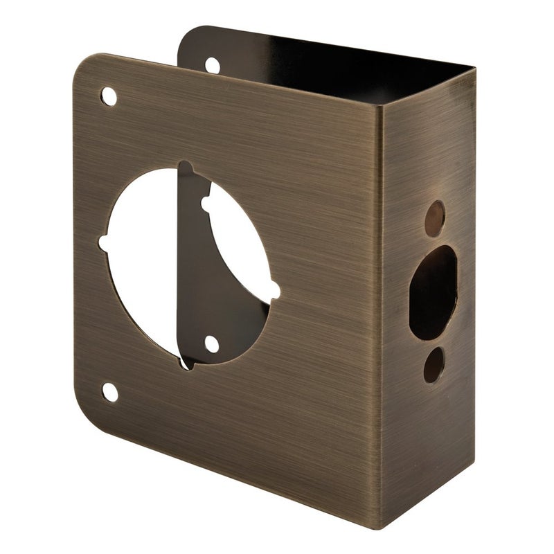 PrimeLine U 9575 Brass Lock and Door Reinforcement Plate for 134 In Thick Doors Antique Brass Finish Single Pack
