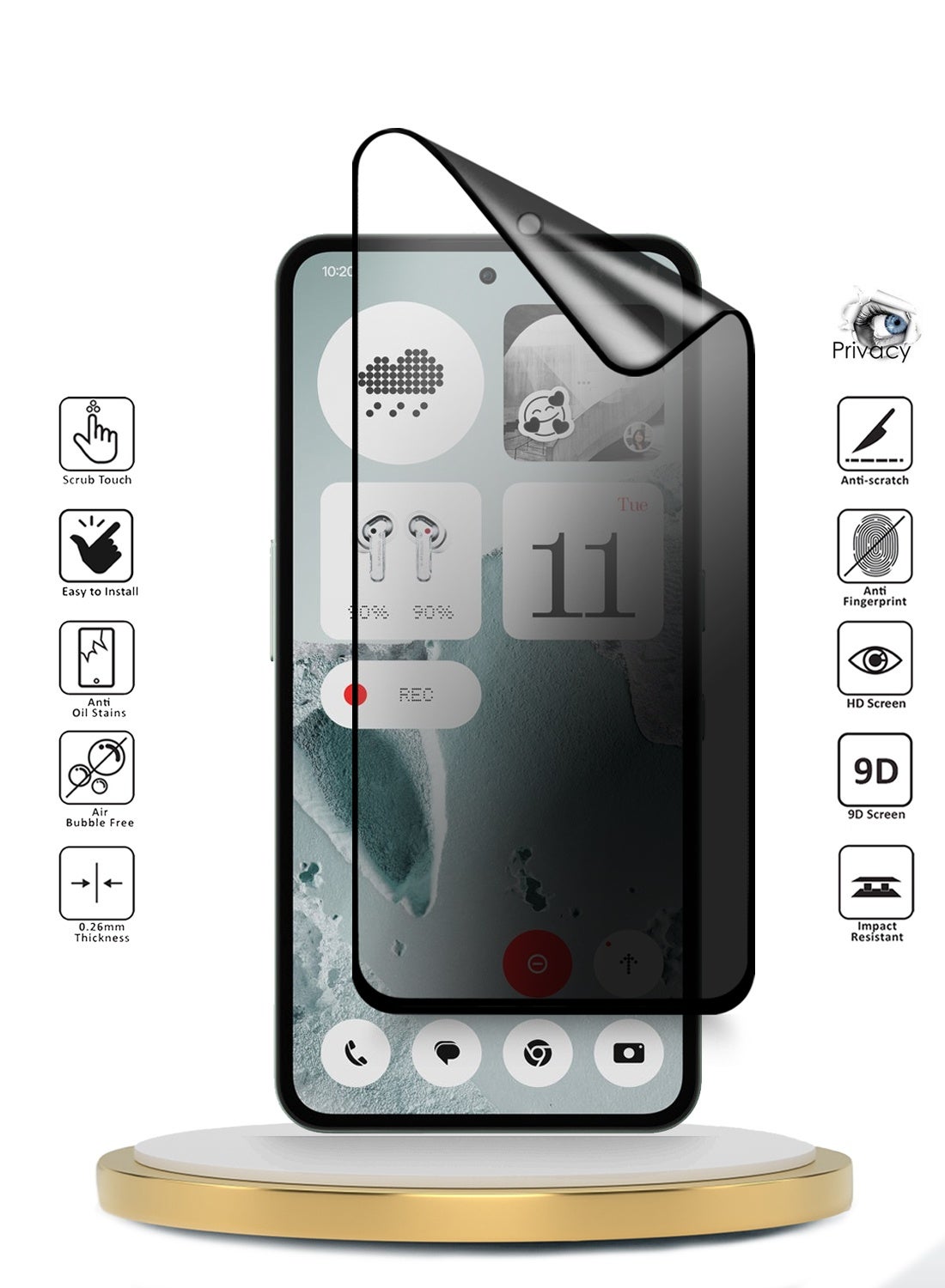 Nothing CMF Phone 2 Pro 5G 2025 Premium Nano Ceramic Privacy Full Glue Full Cover Matte Flexible Screen Protector (MSCNMP) - Clear/Black