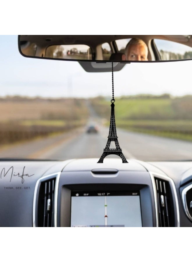 MIRFA Rearview Mirror Hanging Pendant - Wood - Black (Eiffel Tower) - Image 1