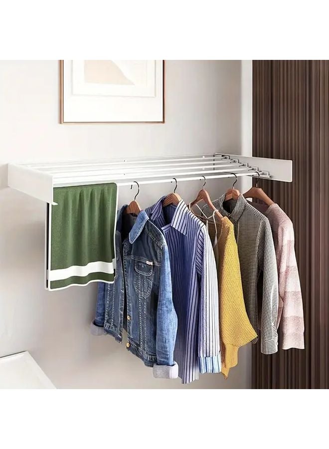 Large Foldable Wall Mounted Towel Drying Rack Invisible Design Iron Art Black - Image 5