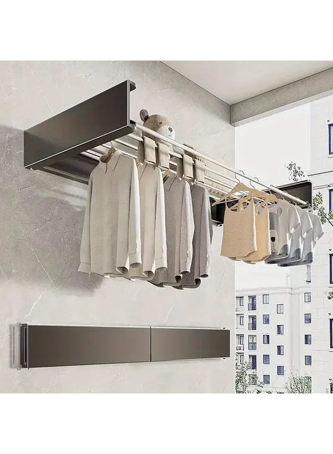 Large Foldable Wall Mounted Towel Drying Rack Invisible Design Iron Art Black - Image 2